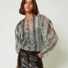 Blouse En Crépon Avec Imprimé Serpent