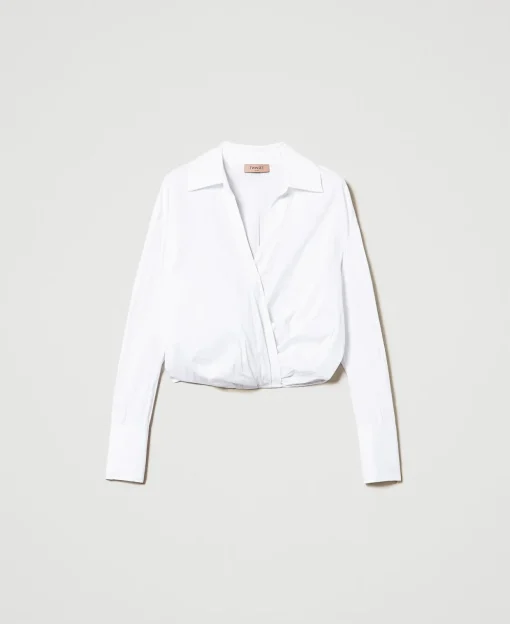 Blouse En Popeline Avec Finition Croisée