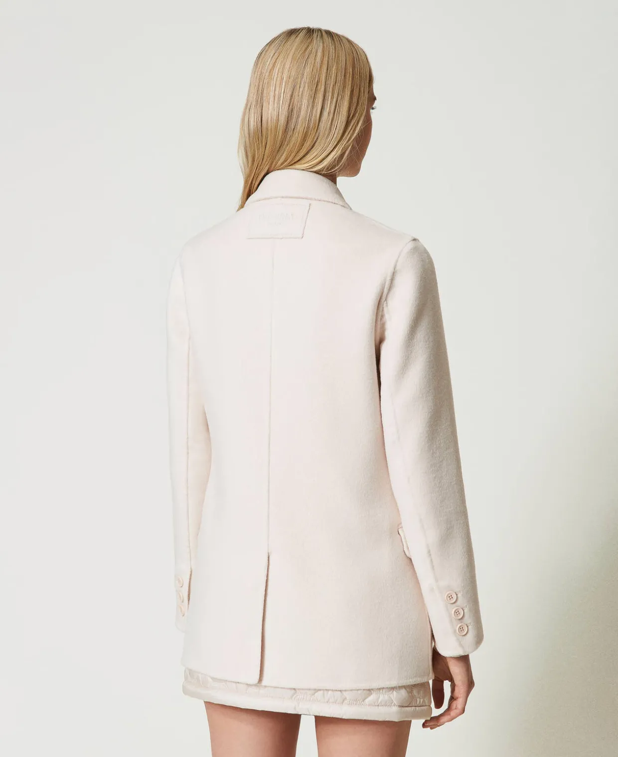 Blouson Croisé En Drap Double De Laine Mélangée