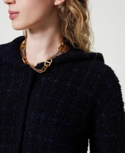 Blouson En Maille Jacquard à Carreaux