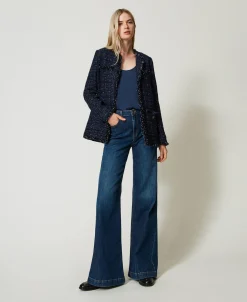 Blouson En Tissu Bouclé Avec Boutons Siglés