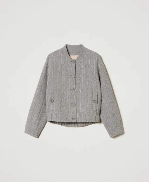 Bomber En Drap Double Avec Sequins