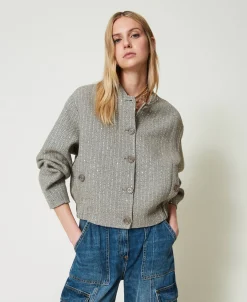 Bomber En Drap Double Avec Sequins