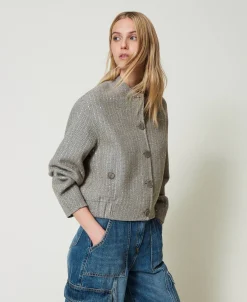 Bomber En Drap Double Avec Sequins
