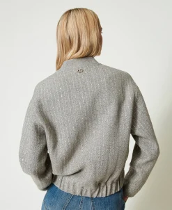 Bomber En Drap Double Avec Sequins