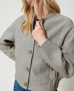 Bomber En Drap Double Avec Sequins