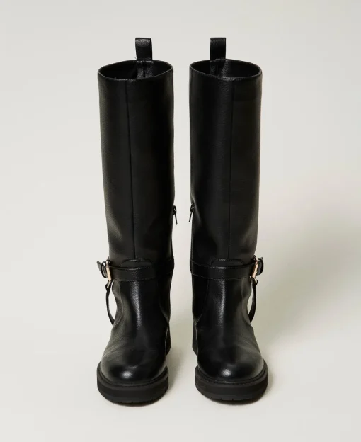 Bottes Motardes En Cuir Avec Oval T