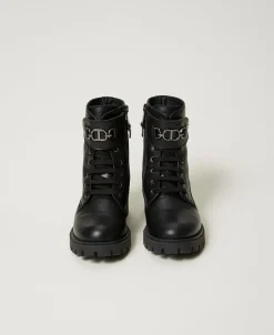 Bottines Motardes En Cuir Avec Bride