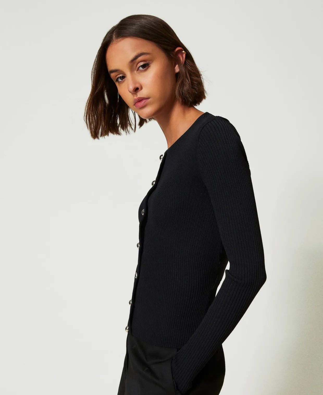 Cardigan Côtelé Avec Clous