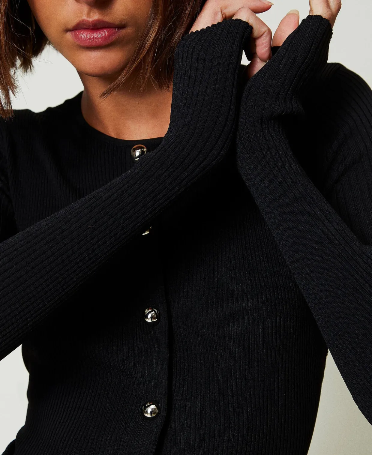 Cardigan Côtelé Avec Clous