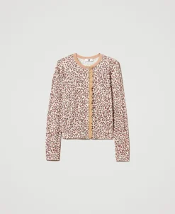 Cardigan En Maille Avec Imprimé Et Dentelle