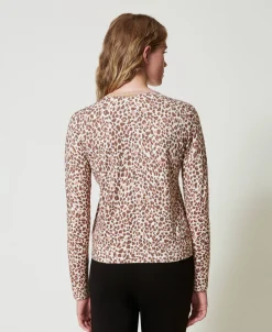 Cardigan En Maille Avec Imprimé Et Dentelle