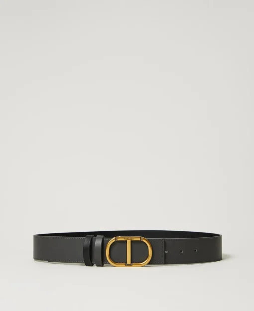 Ceinture Réversible En Cuir Avec Oval T