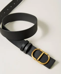 Ceinture Réversible En Cuir Avec Oval T