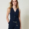 Gilet Ajusté Rayé Avec Lurex
