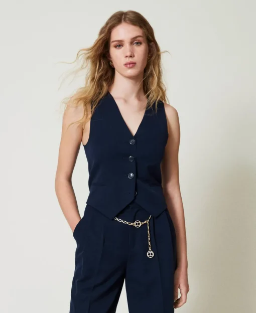 Gilet Ajusté Rayé Avec Lurex
