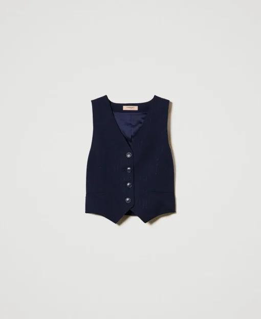 Gilet Ajusté Rayé Avec Lurex