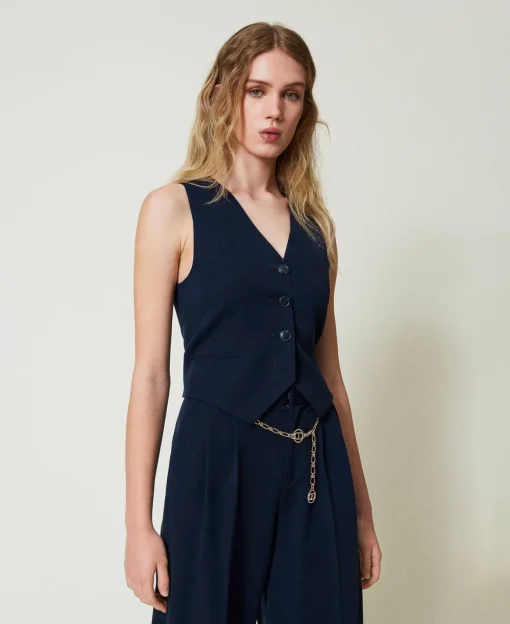 Gilet Ajusté Rayé Avec Lurex