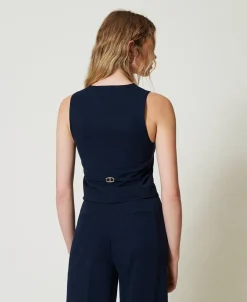 Gilet Ajusté Rayé Avec Lurex