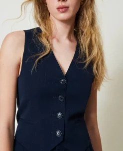 Gilet Ajusté Rayé Avec Lurex