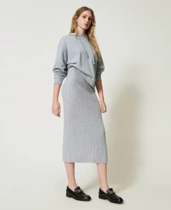 Jupe Mi-longue En Maille Mélangée De Laine Et Lurex
