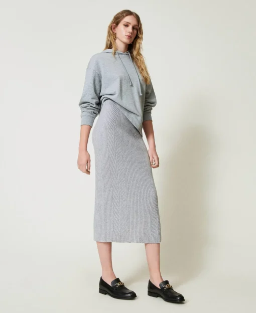 Jupe Mi-longue En Maille Mélangée De Laine Et Lurex