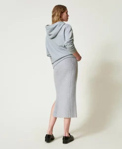 Jupe Mi-longue En Maille Mélangée De Laine Et Lurex