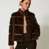 Manteau Court En Fausse Fourrure Avec Incrustations