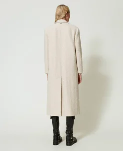 Manteau Croisé En Laine Mélangée à Chevrons