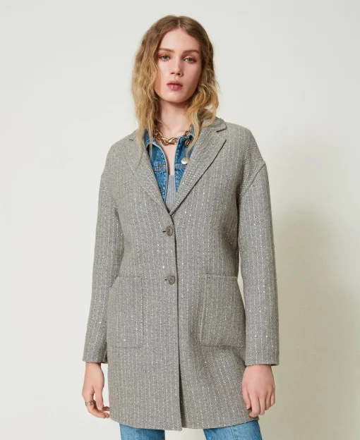 Manteau En Drap Double Avec Sequins