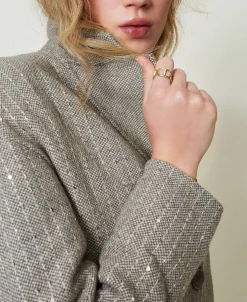 Manteau En Drap Double Avec Sequins