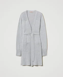 Maxi Cardigan En Mélange De Laine Et Lurex