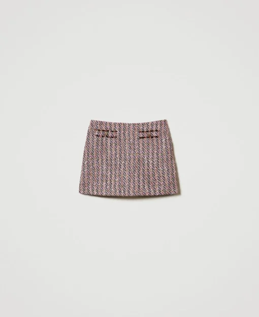 Mini-jupe En Tissu Bouclé Et Lurex
