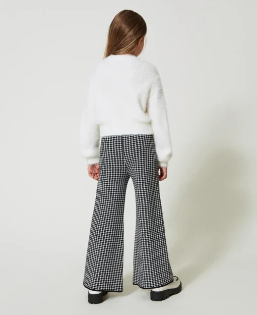 Pantalon En Maille Jacquard Pied-de-poule