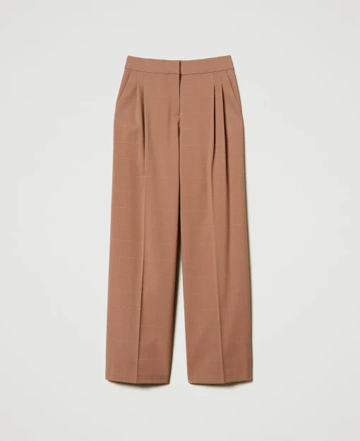 Pantalon Palazzo à Carreaux Avec Lurex
