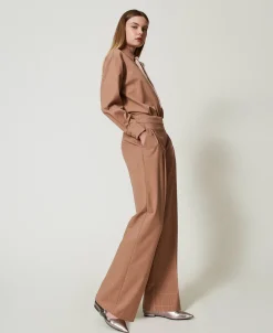 Pantalon Palazzo à Carreaux Avec Lurex