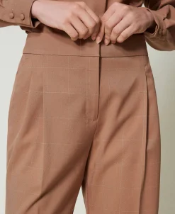 Pantalon Palazzo à Carreaux Avec Lurex