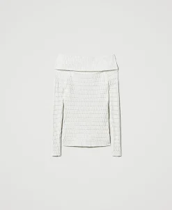 Pull Ajusté Avec épaules Dénudées