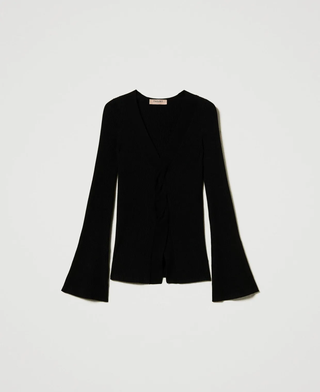 Pull Ajusté Côtelé Avec Finition Croisée