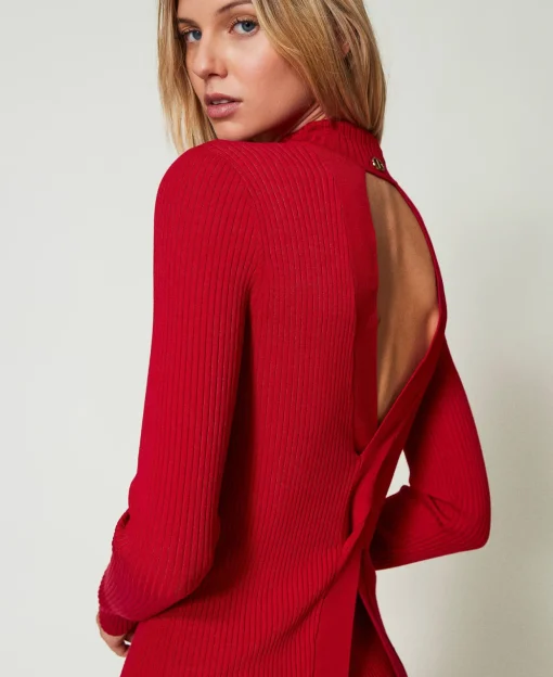 Pull Ajusté Côtelé Avec Ouverture