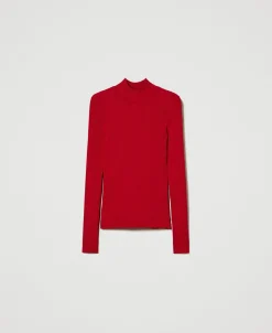 Pull Ajusté Côtelé Avec Ouverture