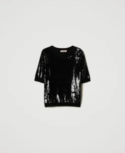 Pull Avec Broderie De Sequins All-over