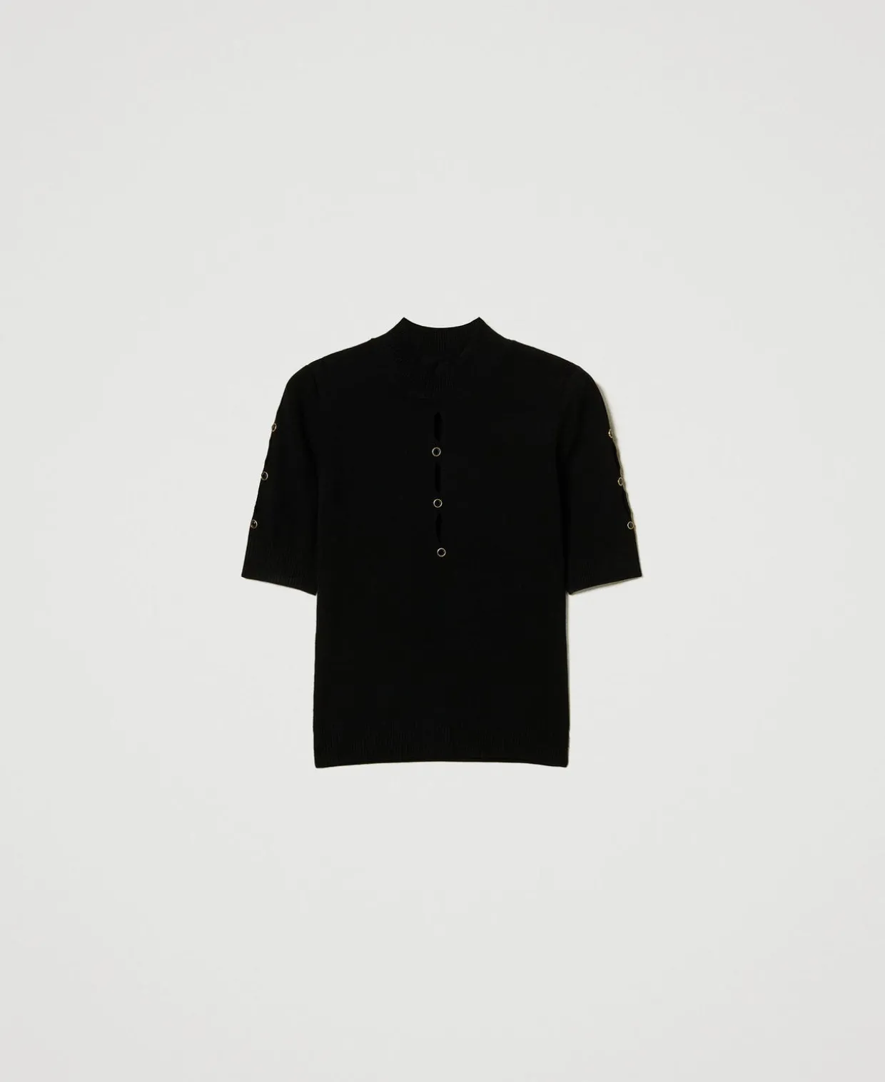 Pull Col Montant Avec Ajours Et Clous