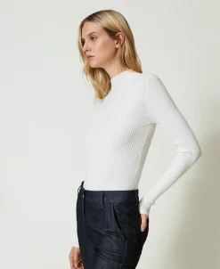 Pull Col Montant Côtelé