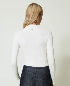 Pull Col Montant Côtelé