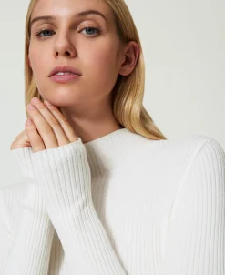 Pull Col Montant Côtelé