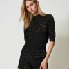 Pull Col Montant En Mélange De Laine Et Lurex