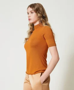 Pull Col Montant En Soie Et Cachemire