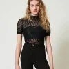 Pull Col Montant Jacquard Effet Dentelle