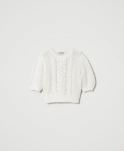 Pull En Laine Et Mohair Avec Dentelle